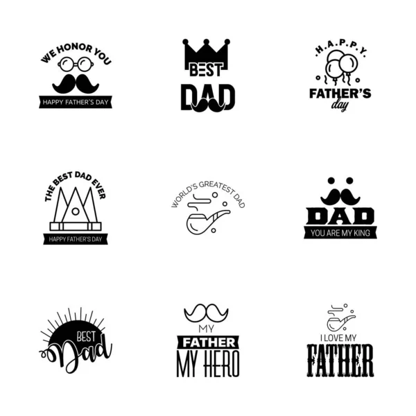 Joyeuse Fête Des Pères Noir Typographie Fathers Day Background Design — Image vectorielle