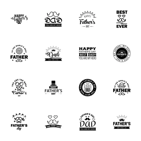 Happy Fathers Day Black Text Design Vector Calligraphy Typography Poster — Stock Vector