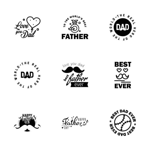 Glücklicher Vatertag Schwarzes Textdesign Vektorkalligraphie Typografie Plakat Als Hintergrund Verwendbar — Stockvektor