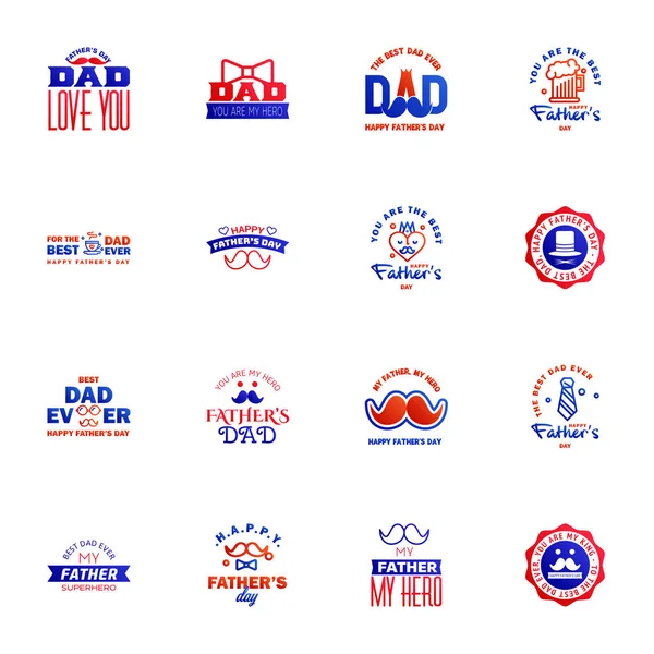 Love You Papa Card Design Happy Fathers Day Typography Collection — 스톡 벡터