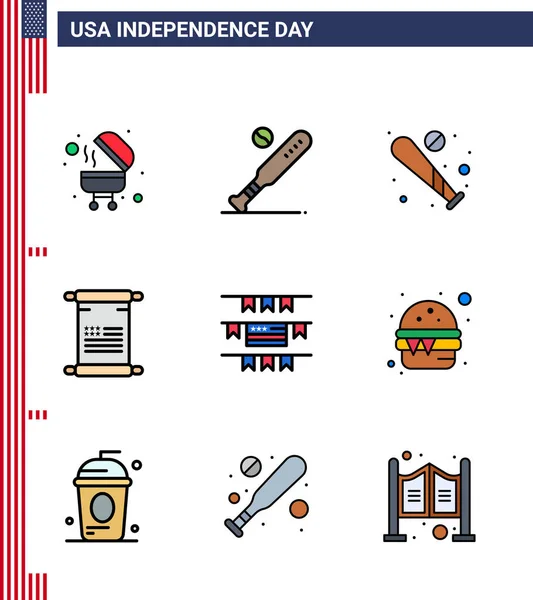 美国独立日食物 汉堡包 美国人 可编辑的美国日向量设计元素 — 图库矢量图片