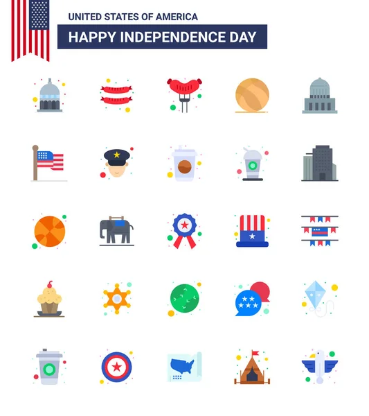Big Pack Usa Happy Independence Day Usa Vector Flats Editable — Vector de stoc