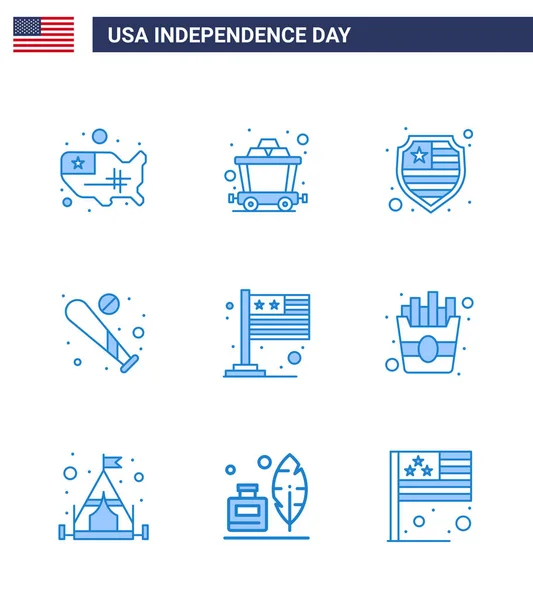 Happy Independence Day Usa Pack Creative Blues International Country Protection — Stock Vector