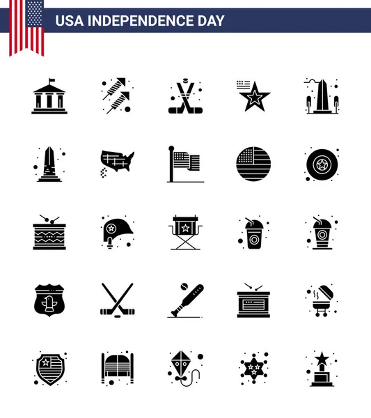 Editierbare Vector Solid Glyph Pack Usa Tag Einfache Solid Glyph — Stockvektor