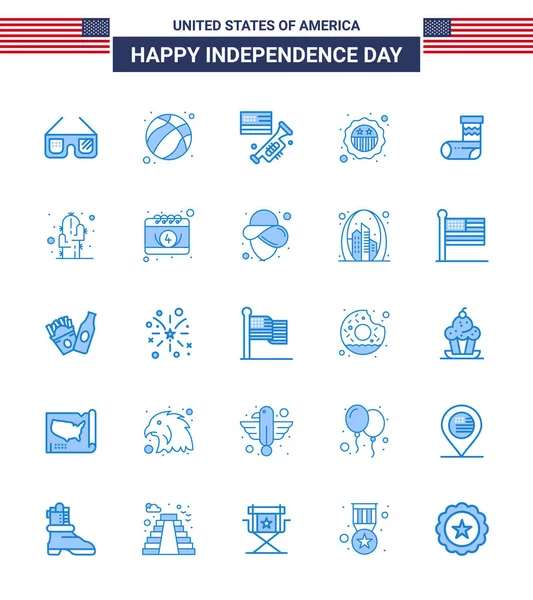 Conjunto Ícones Dia Dos Eua Símbolos Americanos Independência Dia Sinais — Vetor de Stock