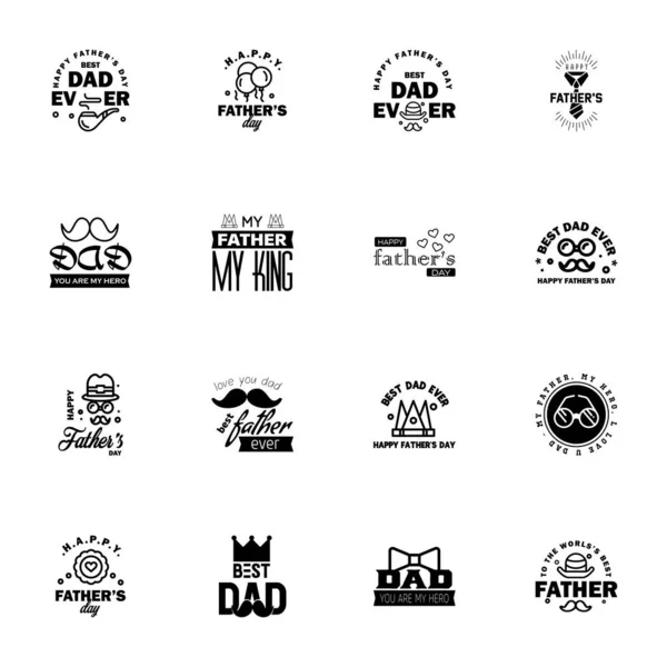 爱你的爸爸卡片为快乐父亲节设计字体收集16黑色设计 可编辑向量设计元素 — 图库矢量图片