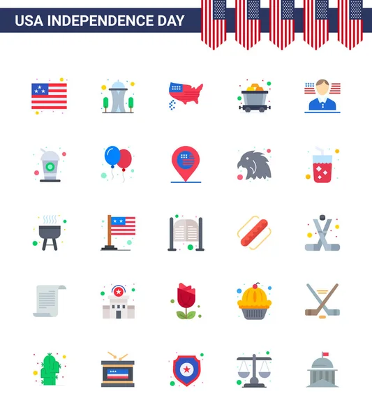 Happy Independence Day Flats Icon Pack Für Web Und Print — Stockvektor