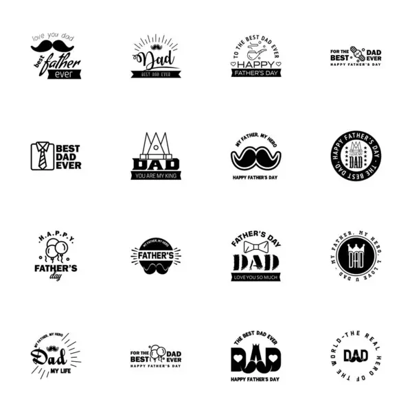 爱你的爸爸卡片为快乐父亲节设计字体收集16黑色设计 可编辑向量设计元素 — 图库矢量图片