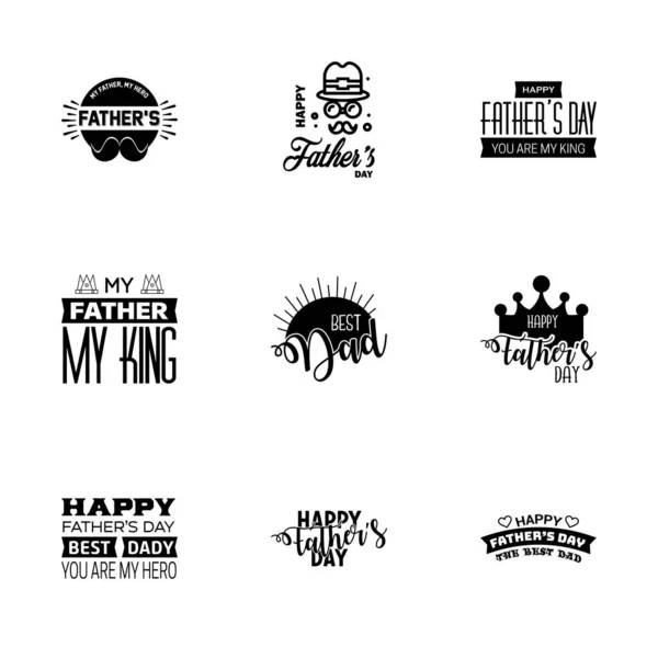 Gelukkige Vaderdag Wenskaart Black Happy Fathers Dagkaart Retro Type Lettertype — Stockvector