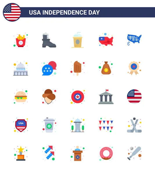 Usa Flat Pack Independence Day Znaki Symbole Madison Usa Cole — Wektor stockowy