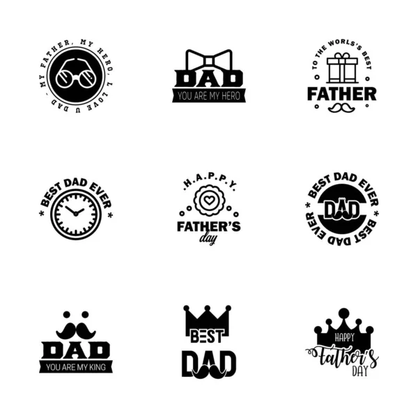 Boldog Apák Napja Fekete Szüret Retro Betűtípus Illusztrátor Eps10 Szerkeszthető — Stock Vector