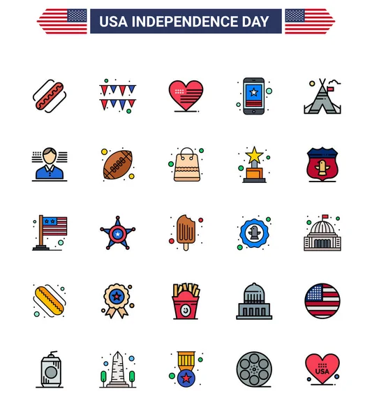 Creative Usa Icons Modern Independence Signs 4Th July Symbols Tent — 스톡 벡터