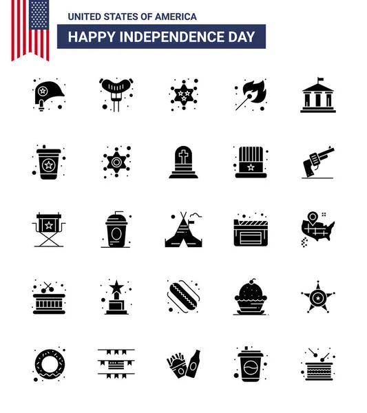 Modernes Set Von Solid Glyph Und Symbole Unabhängigkeitstag Der Usa — Stockvektor