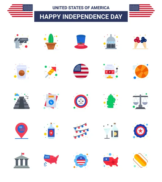 Opakowanie Usa Dzień Niepodległości Obchody Mieszkania Znaki Lipca Symbole Takie — Wektor stockowy