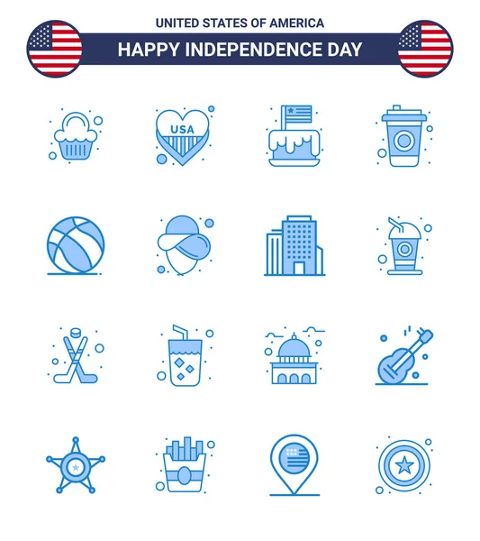 Blaue Zeichen Für Den Ball Zum Unabhängigkeitstag Der Usa Trinken — Stockvektor