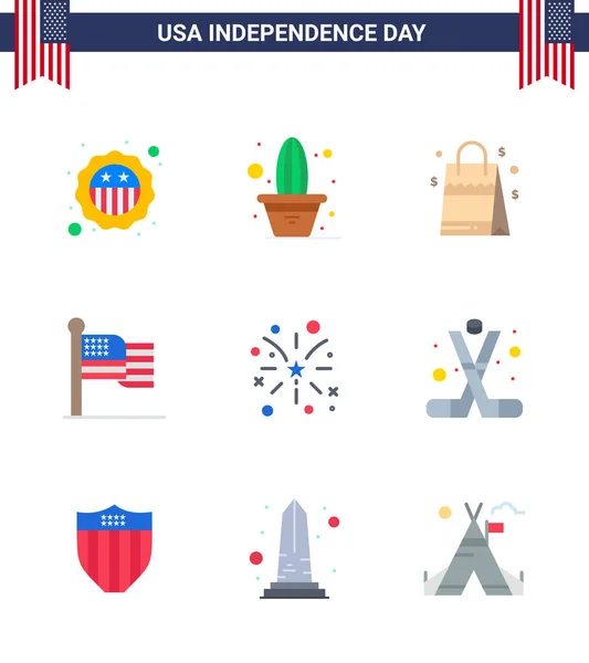 Happy Independence Day Usa Pack Creative Flats Fire Usa Bag — Stock Vector