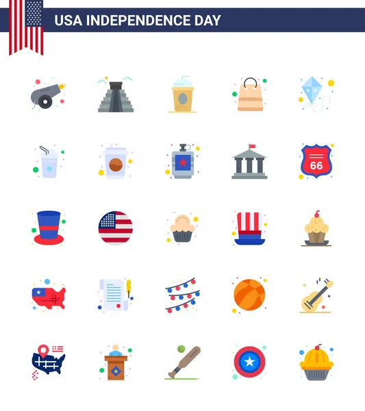 Stock Vector Icon Pack American Day Plano Signos Símbolos Para — Vector de stock