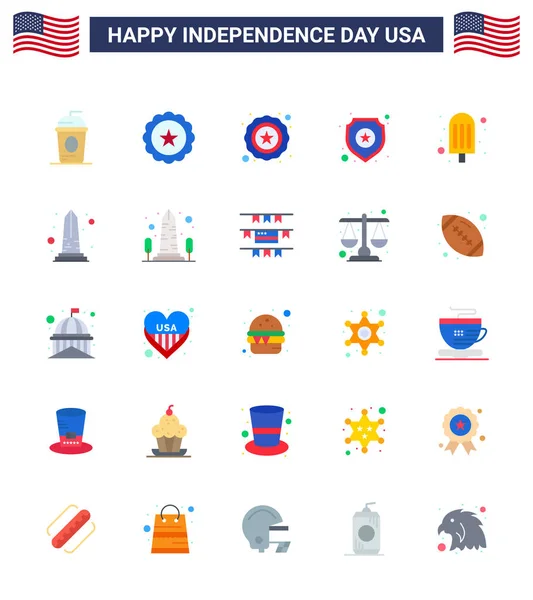 Editable Vector Flat Pack Usa Day Simple Flats Food Sign — 스톡 벡터