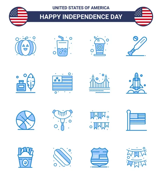 Big Pack Usa Happy Independence Day Usa Vector Blues Symboles — Image vectorielle