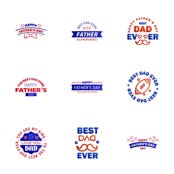 Happy Fathers Day Reciation Vector Text Banner Blue Red Background — 스톡 벡터