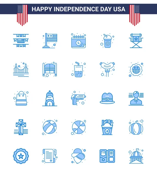 Set Von Usa Day Icons American Symbols Independence Day Zeichen — Stockvektor