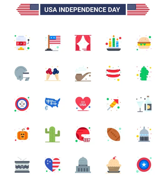 Happy Independence Day Usa Paquet Plats Créatifs Repas Burger Divertissement — Image vectorielle