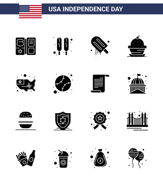 Usa Happy Independence Day Icon Symbols Group Modern Solid Glyphs — 스톡 벡터