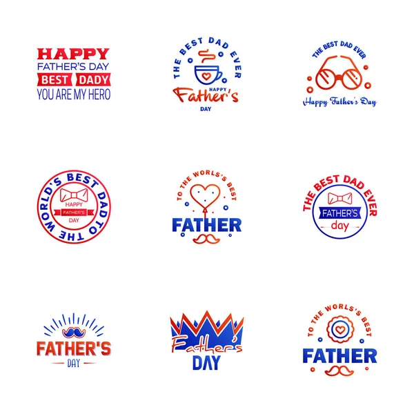 Set Happy Fathers Dag Elementen Blauw Rood Vectorillustratie Bewerkbare Vectorontwerpelementen — Stockvector