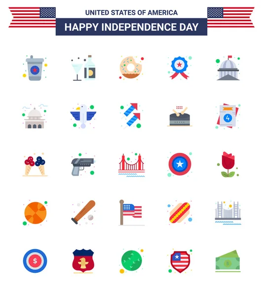 Stock Vector Icon Pack American Day Flat Signs Symbols House — 스톡 벡터