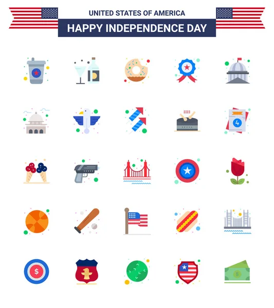 Stock Vector Icon Pack American Day Płaskie Znaki Symbole Dla — Wektor stockowy