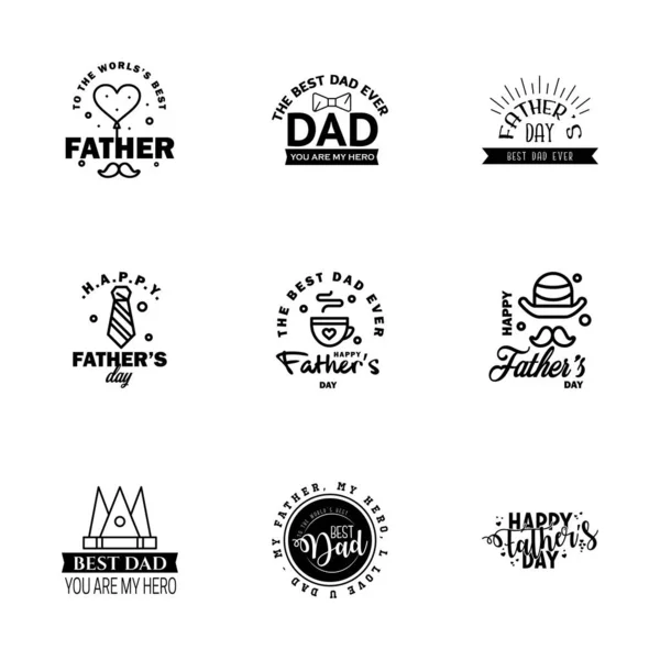 Happy Fathers Day Black Holiday Hand Lettering Vector Hand Lettering — Stock Vector