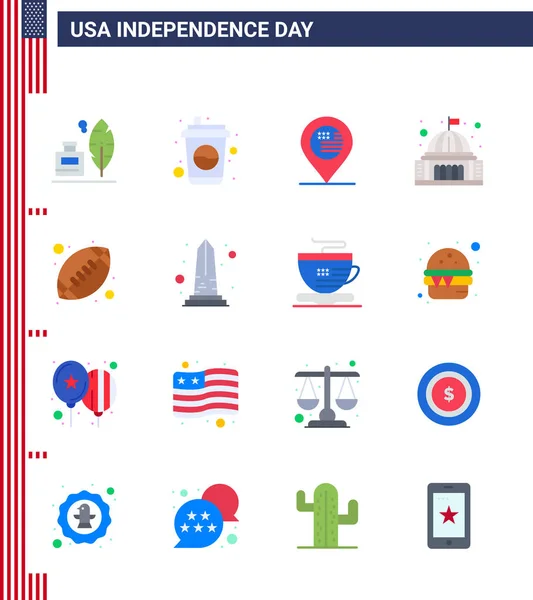 Editierbare Vector Line Pack Der Usa Tag Einfache Flaches Von — Stockvektor