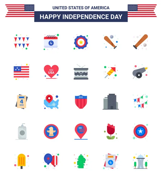 Stock Vector Icon Pack American Day Flat Signs Symbols Flag — 스톡 벡터