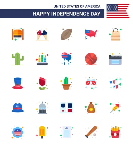 Modern Set Flats Symbols Usa Independence Day Bag Thanksgiving American — Stock Vector