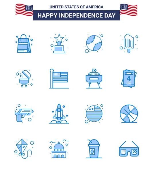 Happy Independence Day Packung Mit Blues Zeichen Und Symbole Für — Stockvektor
