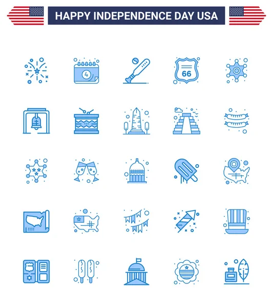 Stock Vector Icon Pack American Day Blue Signs Symbols Men — Stock Vector