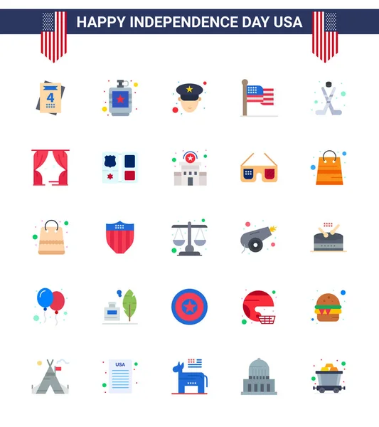 Creative Usa Icons Modern Independence Signs Luglio Simboli Ghiaccio Americano — Vettoriale Stock