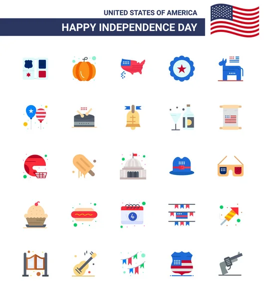 Set Von Usa Day Icons Amerikanische Symbole Unabhängigkeitstag Zeichen Für — Stockvektor