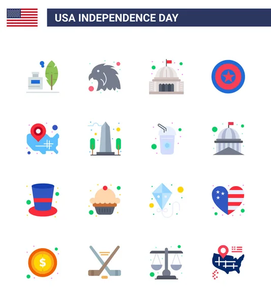 Kreative Usa Symbole Moderne Unabhängigkeitszeichen Und Juli Symbole Von Staaten — Stockvektor