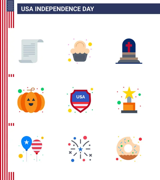 Happy Independence Day Usa Paquet Appartements Créatifs Signe Sécurité Mort — Image vectorielle