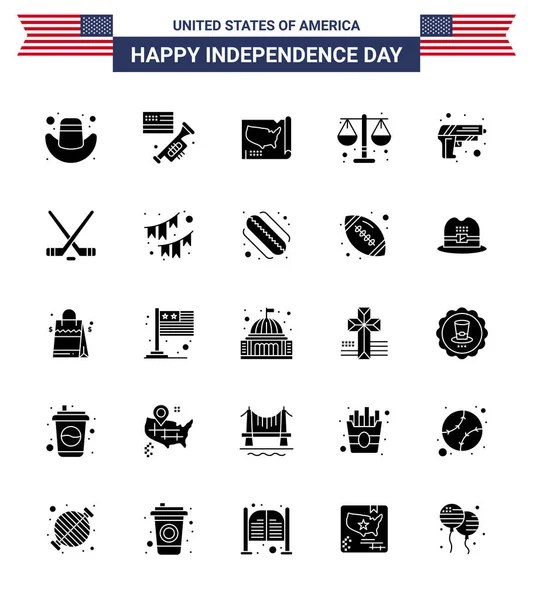 Července Usa Happy Independence Day Icon Symbols Group Modern Solid — Stockový vektor