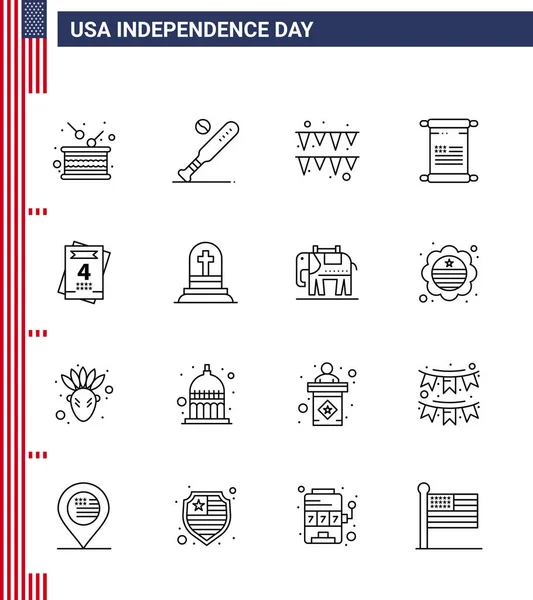 Set Von Usa Day Icons Amerikanische Symbole Unabhängigkeitstag Zeichen Für — Stockvektor