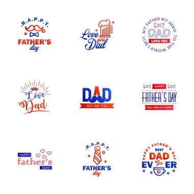 Babalar Günü Mektubu: 9 Mavi ve Kırmızı Kaligrafi Amblemi. Rozetler hazır. Koyu Mavi 'de izole edilmiş. Babalar Günün kutlu olsun. En iyi baba. Seni seviyorum baba yazıtları. Tebrik Kartı ve Diğer Yazdırma Şablonları Düzenlenebilir Vektör Tasarım Elemanları için Vektör Tasarım Elemanları