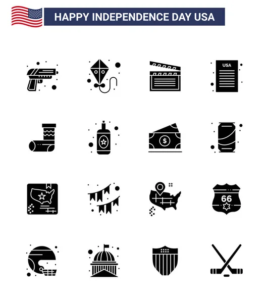Creative Usa Icons Modern Independence Signs 4Th July Symbols Gift — Stock Vector