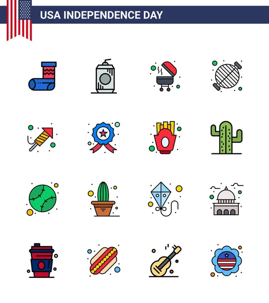Happy Independence Day Usa Pack Creative Flat Filled Lines Religion — 스톡 벡터