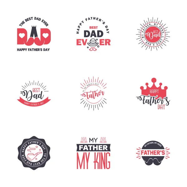 Happy Fathers Day Kartka Okolicznościowa Black Pink Typography Collection Ilustracja — Wektor stockowy