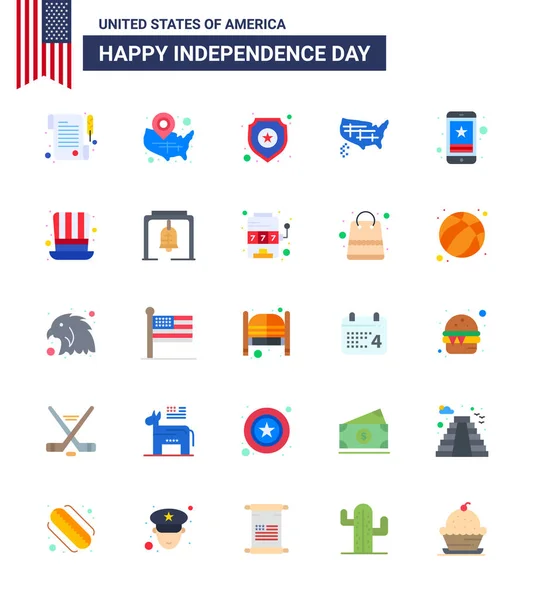 Usa Independence Day Flaches Set Von Usa Piktogramme Von Stern — Stockvektor
