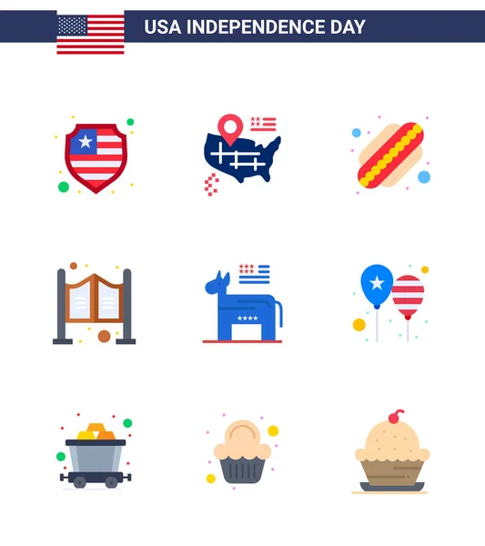 Happy Independence Day Flats Icon Pack Para Globos Web Impresos — Archivo Imágenes Vectoriales