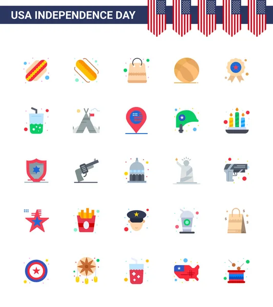 Creative Usa Icons Modern Independence Signs 4Th July Symbols Summer — Stock Vector