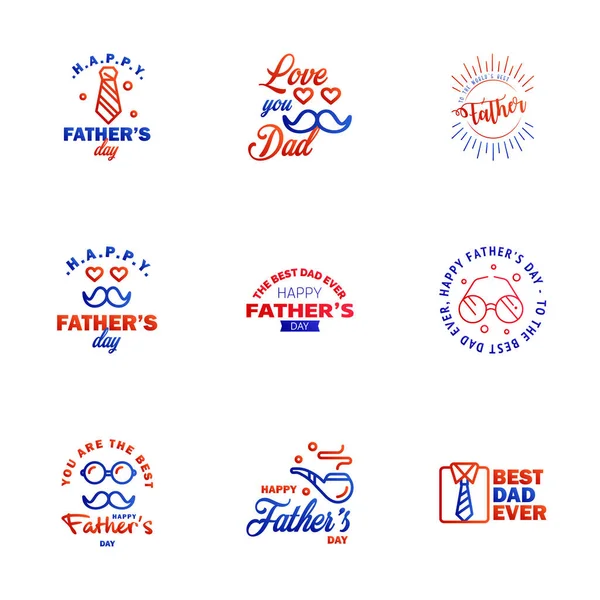 Счастливого Дня Отца Синий Красный Типография Fathers День Фон Дизайн — стоковый вектор